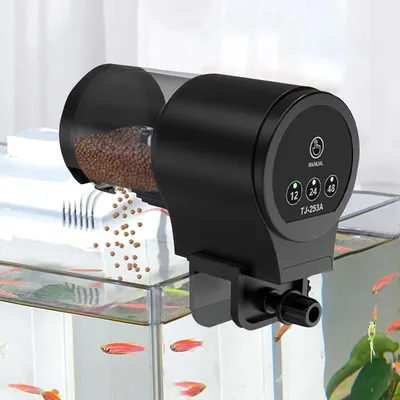 Obrázek produktu pro Automatický dávkovač krmiva pro ryby: objem 100 ml, dávkovač odolný proti vlhkosti pro akvária a rybníky
