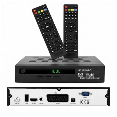 Zdjęcie produktu dla 2x pilot zdalnego sterowania, satelitarny odbiornik telewizji cyfrowej DVBS2, pełna rozdzielczość HD (HDMI, SCART, 2x USB)