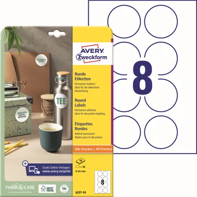 Immagine prodotto di AVERY Zweckform 6227-10 Etichette AVERY Zweckform, diametro: 65 mm
