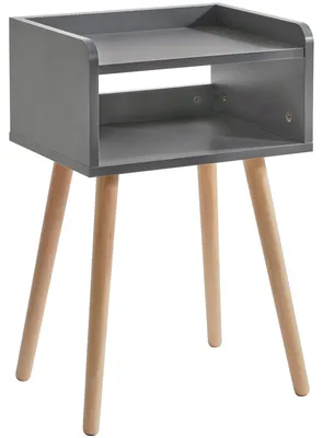 Nachtkastje mit offenen Fächern, Beistelltisch, 38,5x29x59,5 cm, Grau