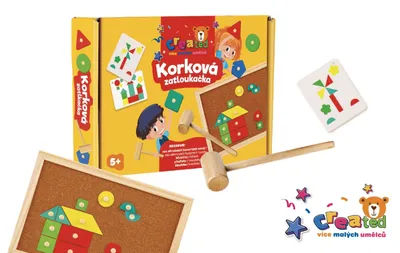 Produktbild von Kork-Hämmerchenspiel aus Holz mit Zubehör in Box 33x24x4,5cm