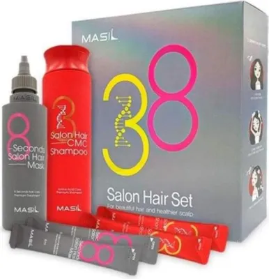 Obrázek produktu pro Masil - Hair Care Gift Set 38 Hairdressing Set - Dárková sada profesionální vlasové péče - Šampon 300ml + 2x8ml + Maska 200ml + 2x8ml