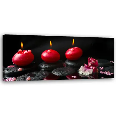 Produktbild von Leinwandbild Zen-Spa-Kerzensteine 120x40 Feeby Schwarz bild für die wand bereit zum aufhängen