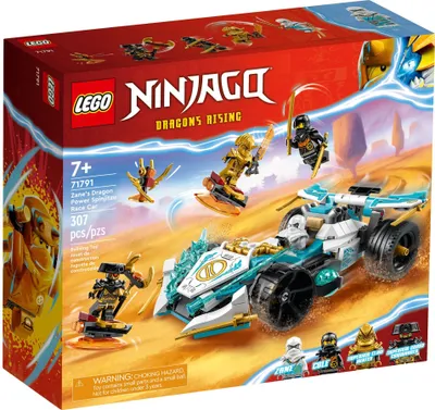 Obrázek produktu pro LEGO 71791 NINJAGO Zaneova dračí síla Spinjitzu závodní auto, hračky pro děti od 7 let, pro kluky a holky, stavebnice vozidla s funkcí otáčení a 4 minifigurkami