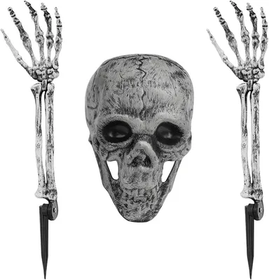 Obrázek produktu pro Dekorace na Halloween, strašidelné dekorace na venkovní použití, umělá lebka a ruka, realistická dekorativní lebka, Halloween