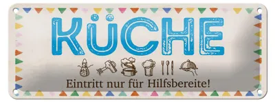 Produktbild von Blechschild  Küche Eintritt nur für Hilfsbereite, 27 x 10 cm, Blechschilder Spruch Küche Kochmütze