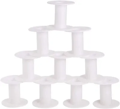 40 leere Kunststoffspulen, 6 cm, weiß, für Garn und Faden