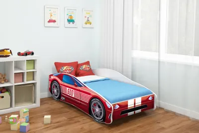 Obrázek produktu pro ACMA Postel pro mladé Dětská postel auto postel junior auta postel kompletní sada s lamelovým roštem a ochranou proti vypadnutí matrace 160x80 cm - CAR-1