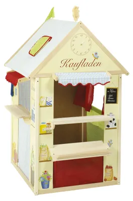 Produktbild von roba Spielhaus-Kombination, enthält Kaufladen, Kasperletheater, Tafel, Schalter für Post/Bank/Kiosk