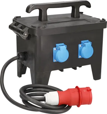 Produktbild von as-Schwabe Baustellenstromverteiler CEE 400V 16A auf 1x CEE & 3x Schuko 16A IP44