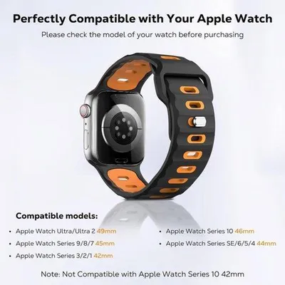 Obrázek produktu pro Silikonový řemínek pro Apple Watch Ultra 2/Ultra 49 mm, S10 46 mm, SE2/SE/6/5/4 44 mm, 3/2/1 42 mm