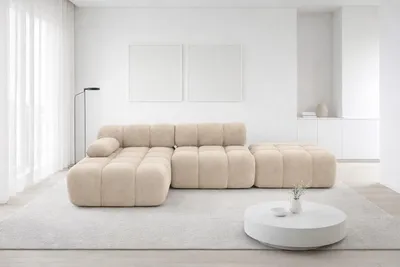 Produktbild von Kaiser Möbel Ecksofa modular mit Hocker, Sofa L-Form, Veloursstoff Salvador, Beige, Links, Selia
