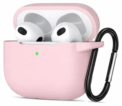 Zdjęcie produktu dla Silikonowe etui ochronne do AirPods 4 z karabińczykiem, etui Soft Touch, etui odporne na uderzenia, antypoślizgowe, ochrona 360°, różowe