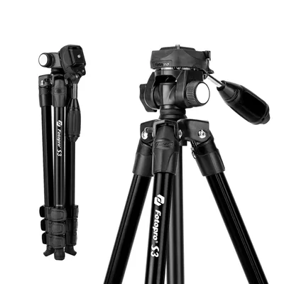 Produktbild von Fotopro 152 cm Kamerastativ, leichtes Videostativ mit 2-Wege-Neigekopf & Schnellwechselplatte, Reisestativ für SLR/DSLR, max. Belastung 3 kg