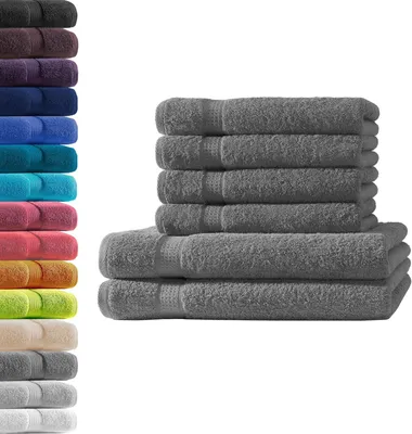 Produktbild von Handtuchset 6-teilig, anthrazit, 100% Baumwolle, 500 g/m², für Sauna