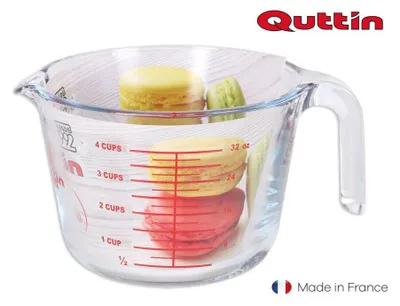 Produktbild von Quttin Glas-Messbecher 1 Liter Glasmessbecher Messbecher hitzebeständig 1000ml