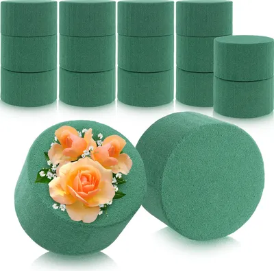 Obrázek produktu pro com-four® 16x Květinová pěna na aranžování květin ve tvaru válce Ø 8 cm x 5 cm - Květinová pěna na živé květiny - Květinová pěna na výrobu květin pro svatby, Velikonoce a narozeniny