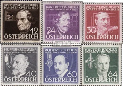 Produktbild von Briefmarken Österreich 1936 Mi 632-637 (kompl.Ausg.) mit Falz Österr.Erfinder