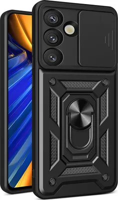 Immagine prodotto di Custodia per Samsung Galaxy S25, Custodia in silicone TPU Bumper con supporto ad anello, protezione per la fotocamera Nero