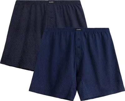 Produktbild von Atlantic Herren Boxershorts Set - Bequeme Baumwolle, Atmungsaktiv, Lockerer Schnitt, Weiche Innengummierung, 2er Pack in Weinrot und Smaragdgrün, Geometrisches Muster, Herbst/Winter 2025 Kollektion S