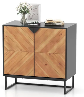 Obrázek produktu pro Komoda – Skříňka – Skříň – Komoda s policemi – Úložná skříň – Moderní design – Materiál: MDF, nohy: kov – Rozměry: 80 x 40 x 80 cm