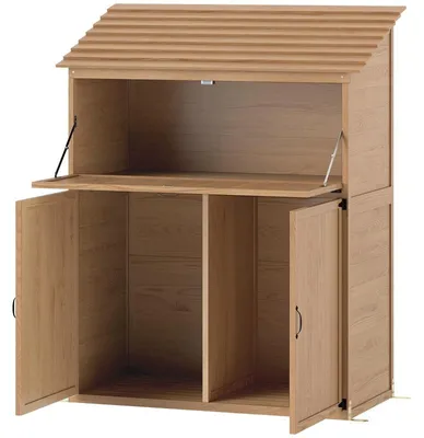 Immagine prodotto di Casetta da giardino – Deposito da giardino in legno – 110x54x136 cm – Tetto inclinato e tavolo pieghevole