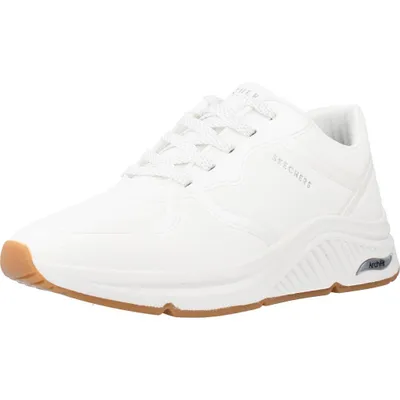 A single white sneaker is shown from a side-diagonal angle against a white background.