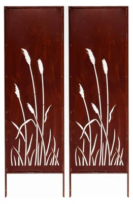 Produktbild von Kapaga - 2x Sichtschutz aus Metall - 160 cm x 50 cm - Edelrost - Rostoptik Sichtschutz für Garten - Sichtschutzelement - Sichtschutzwand - Gartendekoration Zaun - Rost (Pampasgras)