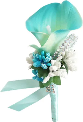 Produktbild von Common Callalily Brosche, realistische künstliche Blume aus Kunstleder, für Bräutigam, Braut, Trauzeugen, künstliche Blume, Anstecknadel, Anstecknadel, Hochzeit, Party-Blau