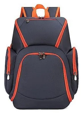 Produktbild von Sportrucksack mit Ballfach und Schuhfach, Dunkelblau-Orange