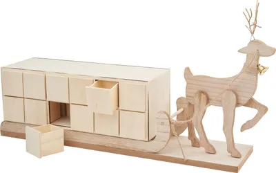Produktbild von VBS Adventskalender Rentier Schlitten 52x12x29 cm Weihnachten Deko Geschenkidee
