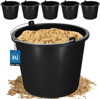 Productafbeelding van 5 stuks kunststof bouwemmers 5 liter mortelemmer cemenemmer tuinemmer kunststof emmer zwart