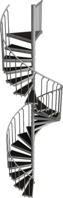 Produktbild von Spindeltreppe Ø 180 cm | Höhen: 396-413 cm | 21 Stufen, ein Podest | WPC-Stufenbelag, Feuerverzinkt