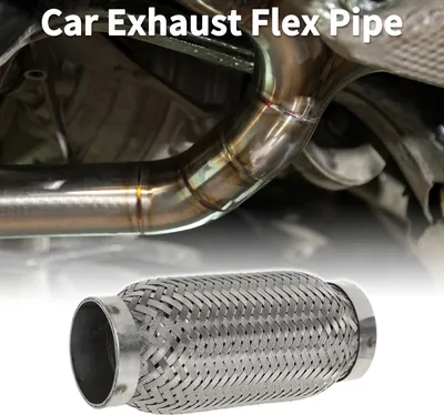 Image de Tuyau D'Échappement Flexible Pour Voiture 2,16 Pouces Tube D'Échappement Tressé Flexible | Tuyau Flexible Universel Argenté 1 Pièce