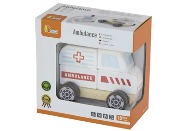 Produktbild von Viga Toys Bauwagen Krankenwagen 7-teilig 13x10x8 cm. +18 Monate