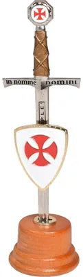 Produktbild von Brieföffner Templer Schwert mit Schild und Holzständer