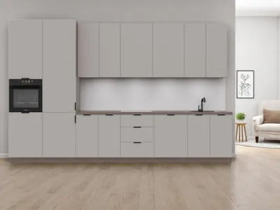 Produktbild von Küchenzeile – Küchenblock – Gerade Küche – Komplettküche – Singleküche – Sorento – K73-G400 L – 400 cm – Beige / Baltic Storm Matt Ohne Arbeitsplatte