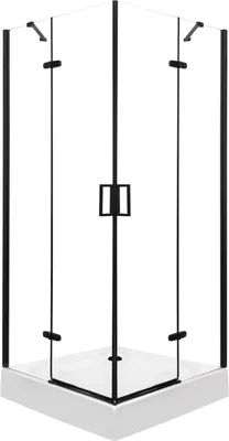 Produktbild von Kerra Flow Black 90x90 Duschkabine mit Duschwanne, schwarz Profile, 6mm ESG Sicherheitsglas, transparent, mit KERRA PROTECT Schutzschicht