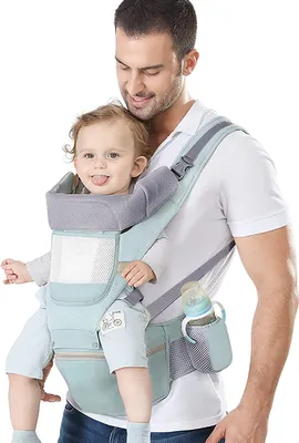 Produktbild von ANTCOOL Babytrage Ergonomische Babytrage mit Hüft-Känguru-Tasche Weiche Babytrage Neugeborene bis Kleinkind 7-66 lbs Babytrage vorne und hinten männlich Mama & Papa (Rosa)