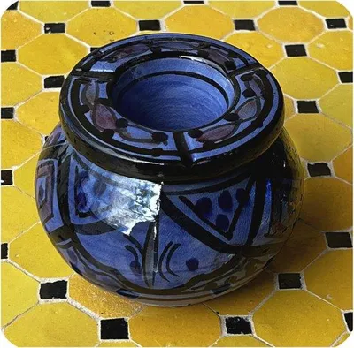 Immagine prodotto di Posacenere in Vetroceramica orientale blu - Posacenere decorativo in Vetroceramica realizzato a mano