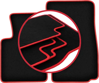 Produktbild von Fußmatten Automatten Velours Schwarz/Rot für BMW Z4 E86 2002-2008 Set 2-tlg