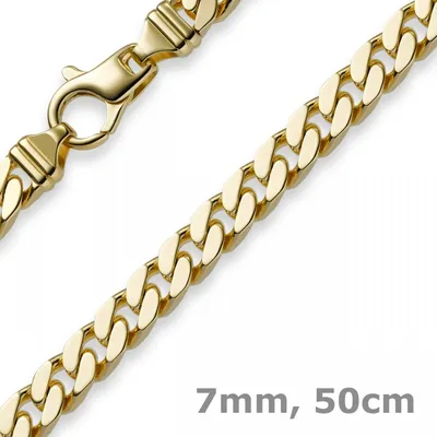 Produktbild von 7mm Panzerkette Kette Collier diamantiert, 750 Gold Gelbgold massiv, 50cm