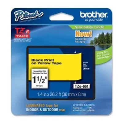 Produktbild von Brother Gloss Laminated Labelling Tape - 36mm, Black/Yellow, TZ, Japan, 8 m, 172 mm, 108 mm, 335 mm