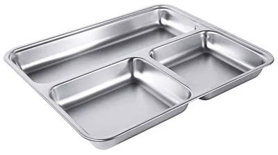 Produktbild von GN 1/2 Abteilplatte, 3-teilig, aus Edelstahl 18/10, mit optionalem Deckel : Abteilplatte Variante: Abteilplatte