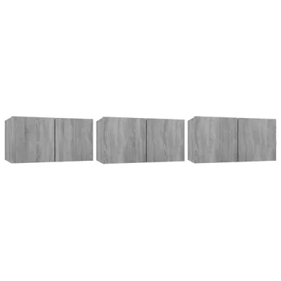 Zdjęcie produktu dla vidaXL Szafka wisząca pod TV szara Sonoma 3 szt. 60x30x30 cm materiał drewnopochodny