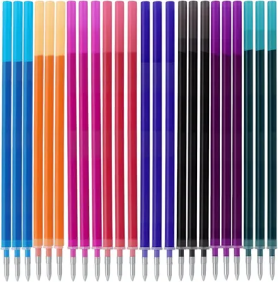 Productafbeelding van Kleurrijke vullingen - Set van 24 - 3 x 8 kleuren - Navullingen met uitwisbare inkt - Gemiddelde sterkte