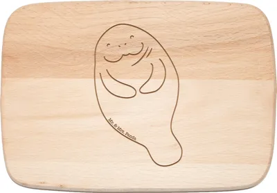Produktbild von Mr. & Mrs. Panda Schneidebrett Holz Seekuh Happy - Transparent - Geschenk, schneidbrett, vesperbrett, Holzbrett, Freundin, Neustart, Frühstücksbrettchen, massivholzbrett