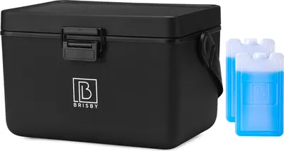Produktbild von Brisby Coolbox - Kühlbox - Kühlbox - Auto - Leichtgewicht - Brotkasten - 12L - 2 freie Kühlelemente von je 450ml - Inkl. Trennwände - Schneidbretter - Bieröffner - Flaschenöffner - Max. 40 Stunden Isolierung - Schwarz