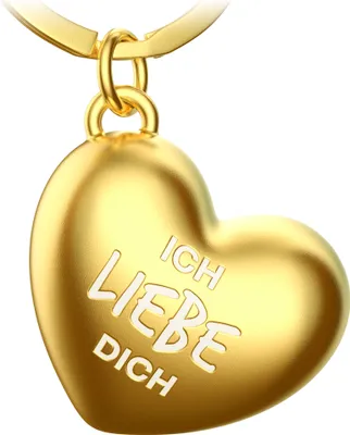 Produktbild von Herz Schlüsselanhänger in Gold mit Gravur - "Ich liebe dich" - Glücksbringer Geschenk für Partner Freundin Ehefrau