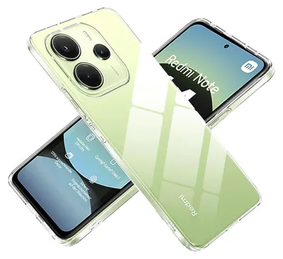 Two transparent phone cases are shown, one on top of the other, with a gradient of green on the bottom case.